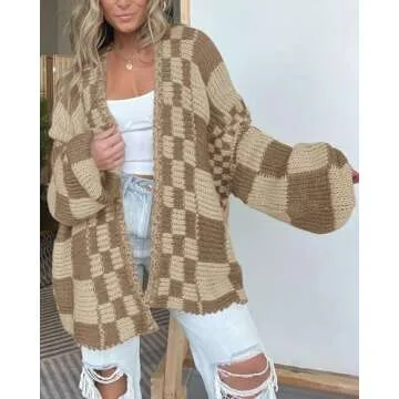 BTFBM Women's Chunky Knit Cardigan Sweater for Fall