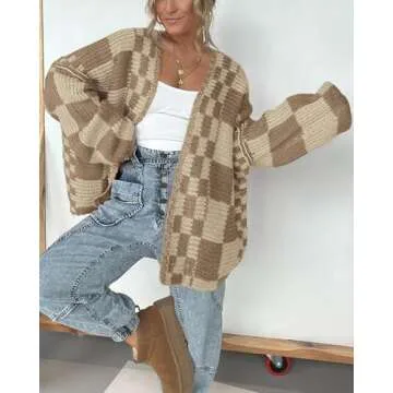 BTFBM Women's Chunky Knit Cardigan Sweater for Fall