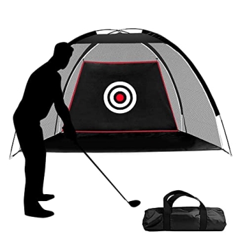 ASENVER Black Golf Nets for Backyard Golf Practice Net Golf Hitting Net Training Aids with Target Cl...