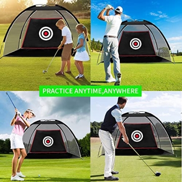 ASENVER Black Golf Nets for Backyard Golf Practice Net Golf Hitting Net Training Aids with Target Cloth and Carrying Bag (6.6 FT)