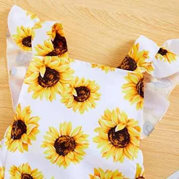Baby Girl Summer Clothes Infant Ruffled Sleeveless Romper Floral Jumpsuit Onesie Casual Clothes(Yellow, 12-18 Months)