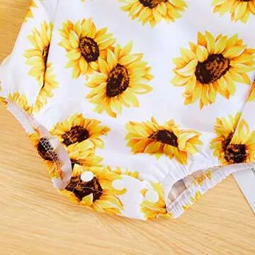 Baby Girl Summer Clothes Infant Ruffled Sleeveless Romper Floral Jumpsuit Onesie Casual Clothes(Yellow, 12-18 Months)