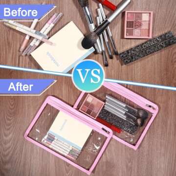 6 Pack Clear Zipper Pouches Clear Travel Bag Pouches Multipurpose Makeup Bag PVC Waterproof Zipper Bag Portable Bag for Cosmetics Pencil Organize, 12 x 8 Inches(Multicolor)