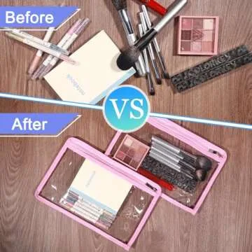 6 Pack Clear Zipper Pouches Clear Travel Bag Pouches Multipurpose Makeup Bag PVC Waterproof Zipper Bag Portable Bag for Cosmetics Pencil Organize, 12 x 8 Inches(Multicolor)