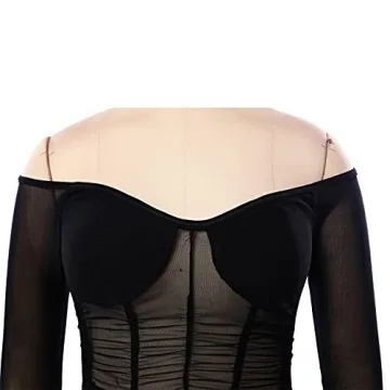 Uni Clau Sexy V Neck Mesh Bodycon Dress for Parties