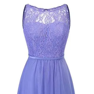 ALAGIRLS Womens Tulle Bridesmaid Dresses Long Lace Prom Party Gowns Hollow Back Navy US16