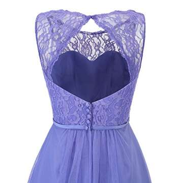 ALAGIRLS Womens Tulle Bridesmaid Dresses Long Lace Prom Party Gowns Hollow Back Navy US16