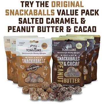 Tom & Luke Healthy Snack Balls - Delicious Dark Orange Chocolate Snacks for Adults, 6 Packs of 8 Balls (3.1 oz each pack)