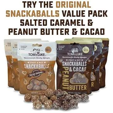 Tom & Luke Healthy Snack Balls - Delicious Dark Orange Chocolate Snacks for Adults, 6 Packs of 8 Balls (3.1 oz each pack)