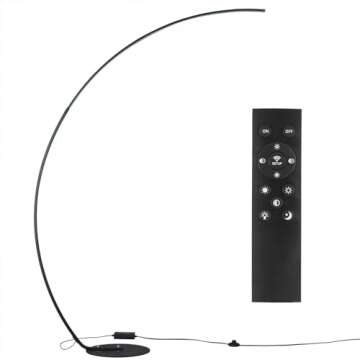 NUÜR Arc Floor Lamp, 67" Tall Black Gold LED Modern Standing Floor Lamp with Remote Control, Arched Bright Floor Lamps for Living Room Bedroom Office Home (Black)