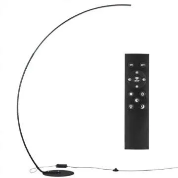 NUÜR Arc Floor Lamp, 67" Tall Black Gold LED Modern Standing Floor Lamp with Remote Control, Arched Bright Floor Lamps for Living Room Bedroom Office Home (Black)