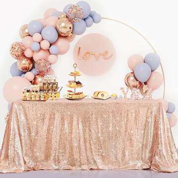 B-COOL Rose Gold Sequin Tablecloth Sparkly Wedding Table Cloths Shiny Tablecloth 50x80 Inch Shimmer ...