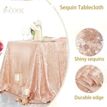 B-COOL Rose Gold Sequin Tablecloth for Weddings and Parties