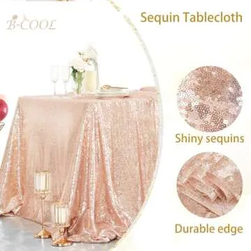 B-COOL Rose Gold Sequin Tablecloth for Weddings and Parties