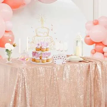 B-COOL Rose Gold Sequin Tablecloth for Weddings and Parties