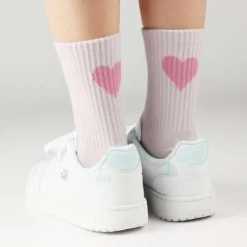 Cotton Day Girls Pink White Athletic Socks, Ages 4-14