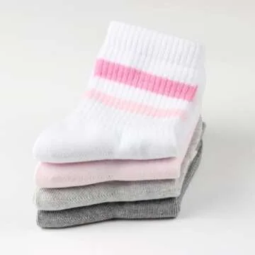 Cotton Day Girls Pink White Athletic Socks, Ages 4-14