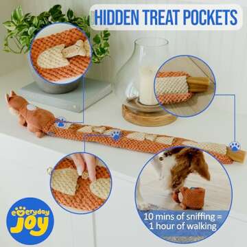 everyday joy Crinkle Dog Toy Plush Toy - Long Tug-of-War Squeaky Dog Toy Boredom Buster Toys with Sn...