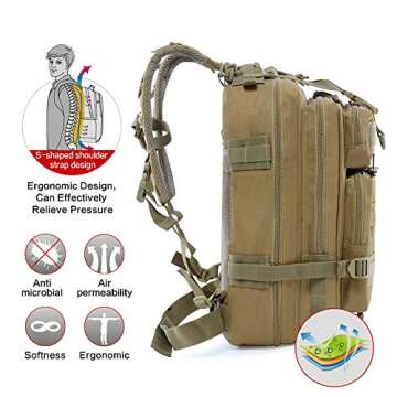 ROARING FIRE Military Tactical Assault Backpack, EDC Outdoor Backpack, Trekking Backpack, 30L Army Rucksack Molle Pack, Go Bag, Get Home Bag for EDC, Camping, Hiking