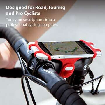 BONE Bike Tie Pro 1, Bike Cell Phone Mount for Stem, Scratch-Free Silicone Holder & Quick Setup, Uni...