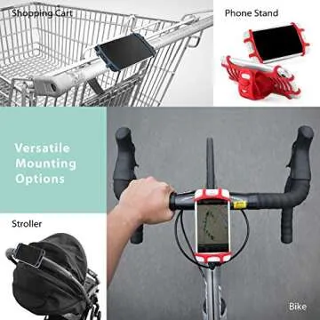 BONE Bike Tie Pro 1, Bike Cell Phone Mount for Stem, Scratch-Free Silicone Holder & Quick Setup, Universal Cycling Phone Holder Compatible with Most Smartphones (Black - Stem)