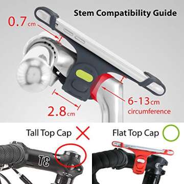 BONE Bike Tie Pro 1, Bike Cell Phone Mount for Stem, Scratch-Free Silicone Holder & Quick Setup, Universal Cycling Phone Holder Compatible with Most Smartphones (Black - Stem)