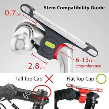 BONE Bike Tie Pro 1, Bike Cell Phone Mount for Stem, Scratch-Free Silicone Holder & Quick Setup, Universal Cycling Phone Holder Compatible with Most Smartphones (Black - Stem)