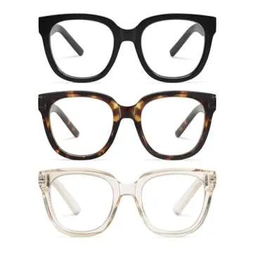 AMOMOMA Chic Oversized Reading Glasses 3 Pack