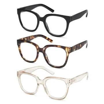 AMOMOMA Chic Oversized Reading Glasses 3 Pack