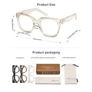 AMOMOMA Chic Oversized Reading Glasses 3 Pack