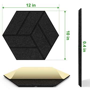 Self-Adhesive Acoustic Panels 12 Pack,Hexagon Pattern Sound Proof Foam Panels,High Density Sound Pro...