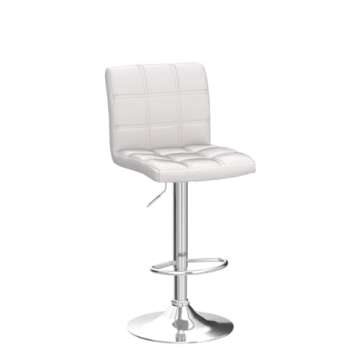 Leopard Modern Square PU Leather Adjustable Bar Stools with Back, Set of 3, Counter Height Swivel Stool, Square Back Barstools for Kitchen Counter (White)