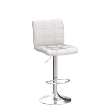 Leopard Modern Square PU Leather Adjustable Bar Stools with Back, Set of 3, Counter Height Swivel Stool, Square Back Barstools for Kitchen Counter (White)