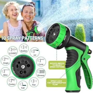 75 ft Flexible Water Garden Hose with 10-Pattern Spray Nozzle