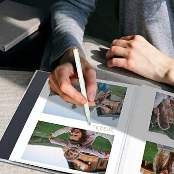 Vienrose Large Photo Album Self Adhesive for 4x6 8x10 10x12 Pictures Linen Scrapbook Album DIY 40 Blank Pages with A Metallic Pen