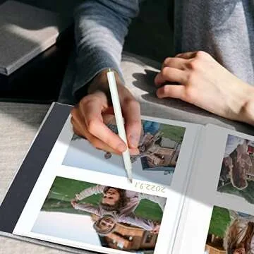 Vienrose Large Photo Album Self Adhesive for 4x6 8x10 10x12 Pictures Linen Scrapbook Album DIY 40 Blank Pages with A Metallic Pen