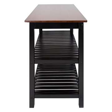 Casual Home Kitchen Island with Solid American Hardwood Top, Walnut&black