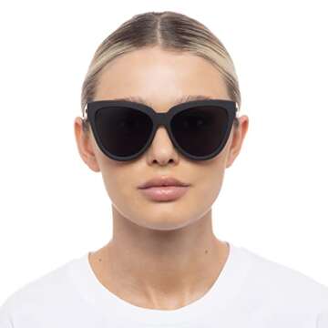 Le Specs Liar Lair Sunglasses - Black Rubber, Cat Eye, Women's, Contemporary 90s Style