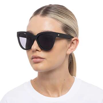 Le Specs Liar Lair Sunglasses - Black Rubber, Cat Eye, Women's, Contemporary 90s Style