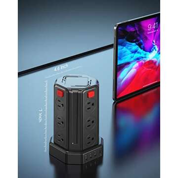 Power Strip Surge Protector with 12 Outlets and USB Ports