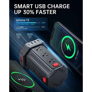 Power Strip Surge Protector with 12 Outlets and USB Ports