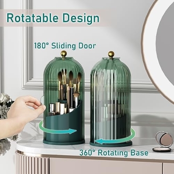 GAXmi Makeup Brush Holder 360 Rotating Waterproof Organizer