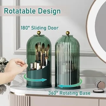 GAXmi Makeup Brush Holder 360 Rotating Waterproof Organizer