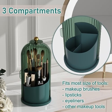 GAXmi Makeup Brush Holder 360 Rotating Waterproof Organizer