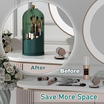 GAXmi Makeup Brush Holder 360 Rotating Waterproof Organizer