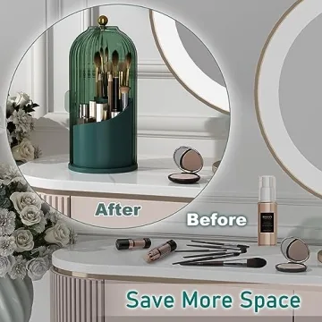 GAXmi Makeup Brush Holder 360 Rotating Waterproof Organizer