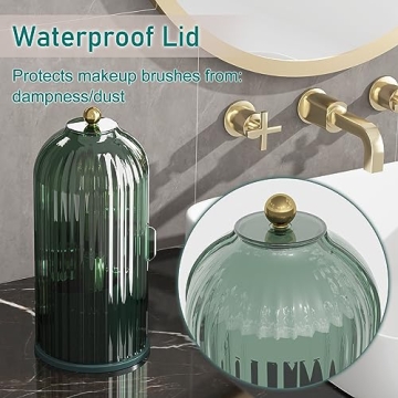 GAXmi Makeup Brush Holder 360 Rotating Waterproof Organizer