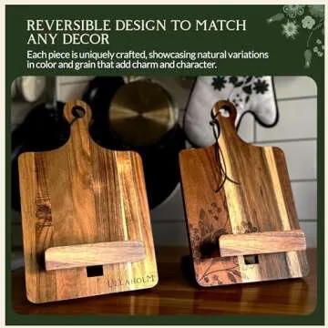 Wood Cookbook Stand - Reversible Kitchen Recipe Holder
