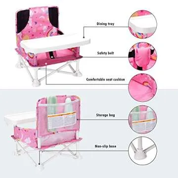 VEEYOO Travel Booster Seat: Portable Baby Chair for Dining