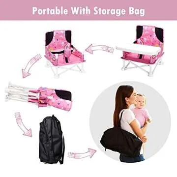 VEEYOO Travel Booster Seat: Portable Baby Chair for Dining